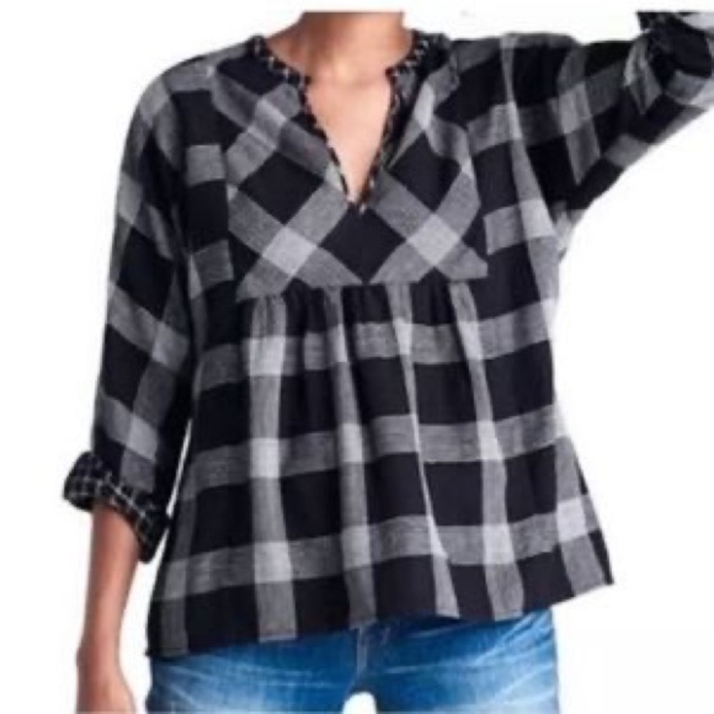 Madewell Buffalo Plaid Peplum Top
